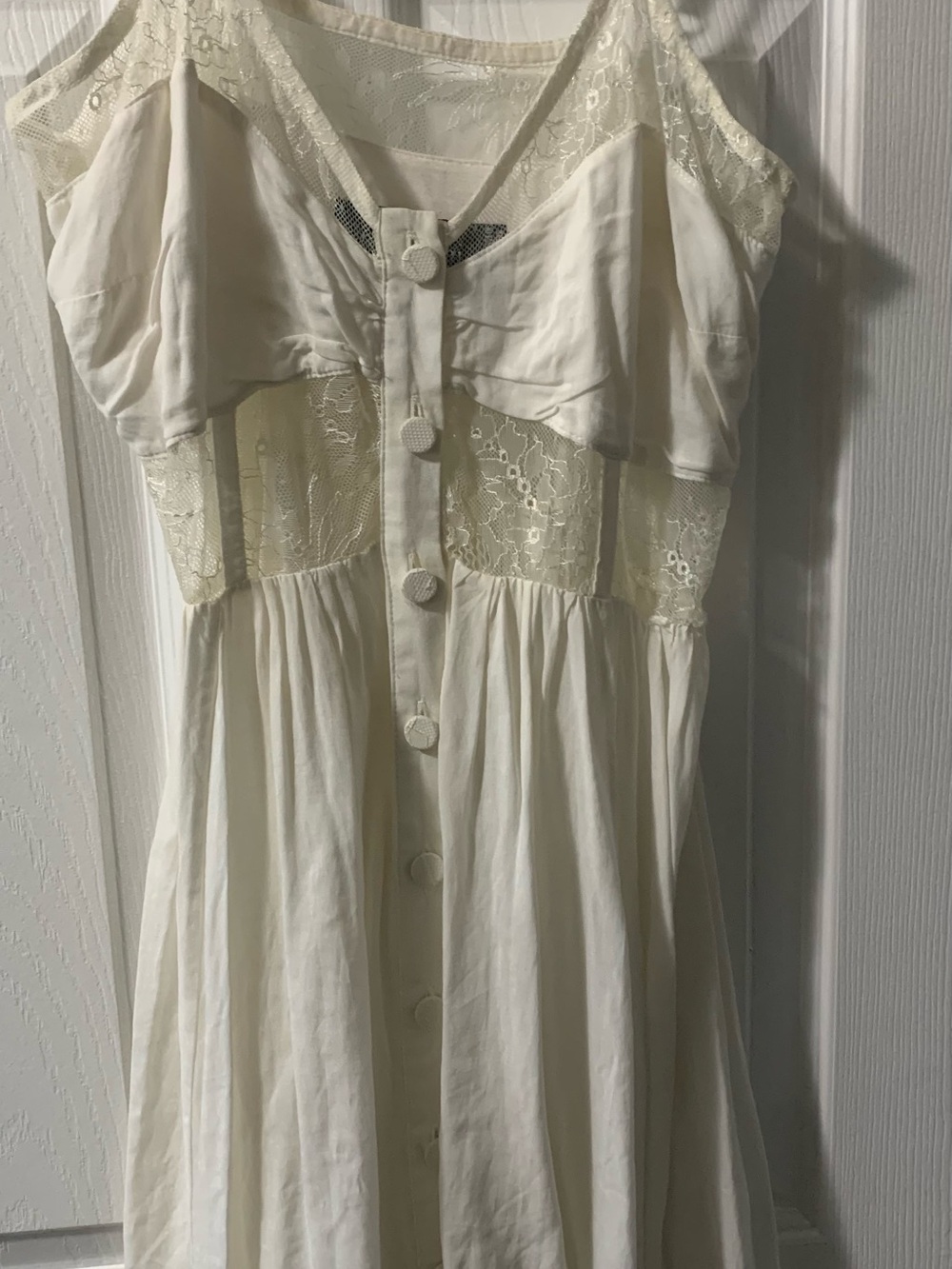 Shakuhachi White Lace-Trim Tank Dress